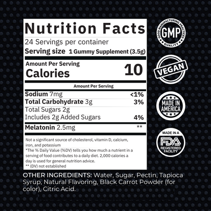 nutrition facts 2.5mg Melatonin Gummy Sleep Aid (24ct) 